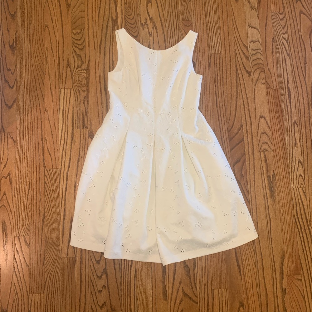 White Eyelet Pleated Dress | Size 10